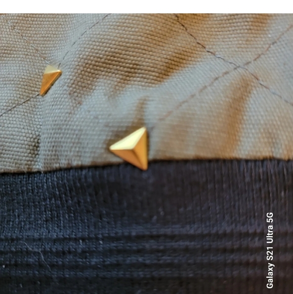 Vocal Womens Jacket Green W/Black Sleeves Gold Traingle Studs & Zippers Size M - Picture 8 of 10